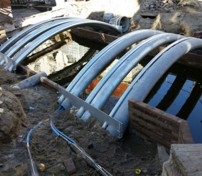 Reconstructie historische brug in oude binnenstad